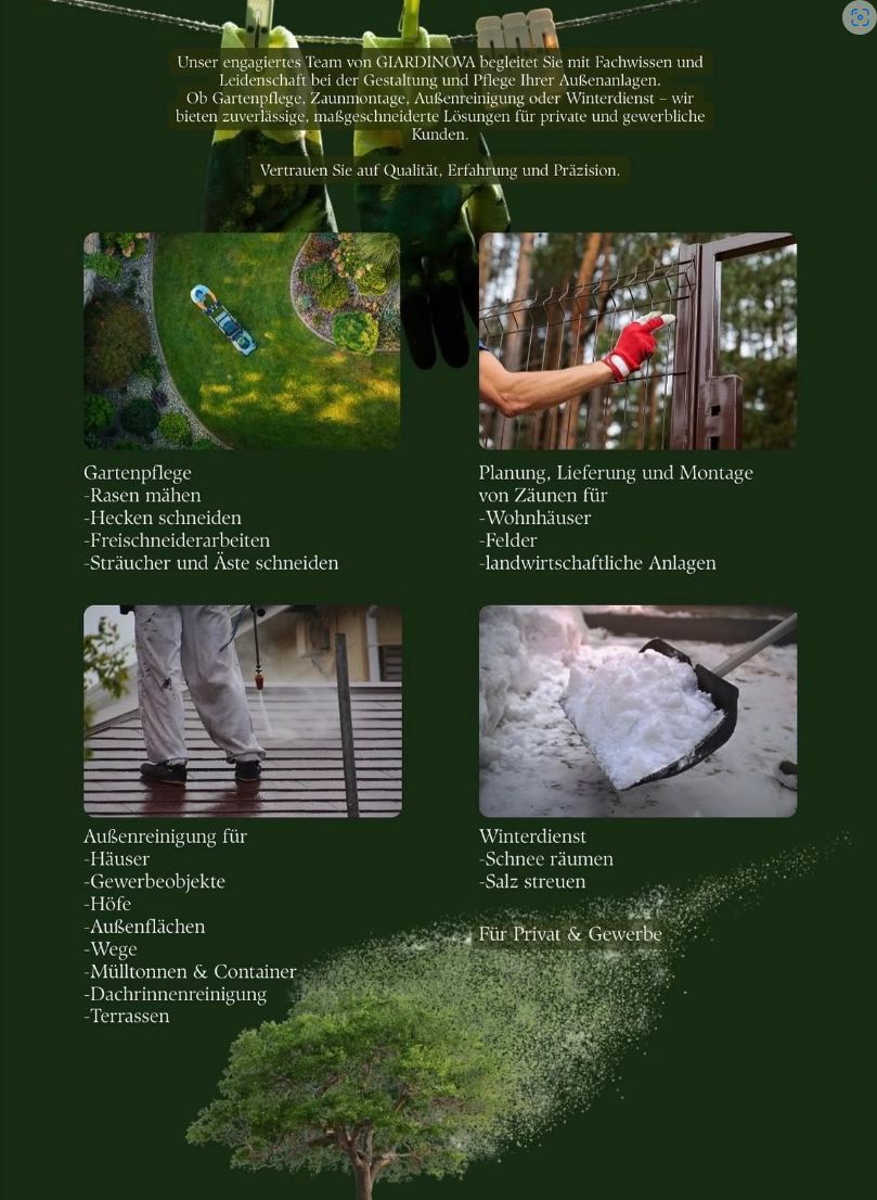 Giardinova Leistungsübersicht